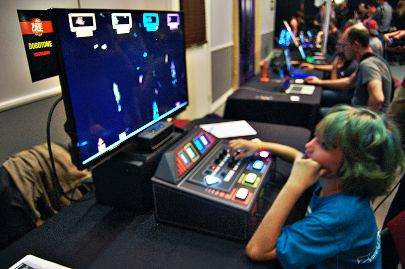 Dobotone in action at IndieCade.